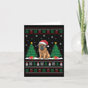 Santa Hat Tibetan Mastiff Dog Xmas Tree Lights Ugl Card