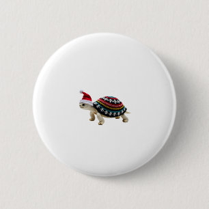 Santa Hat Tortoise - Vintage Sea Turtle Xmas Ugly 6 Cm Round Badge