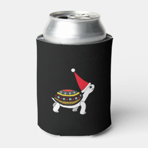 Santa Hat Tortoise - Vintage Sea Turtle Xmas Ugly Can Cooler