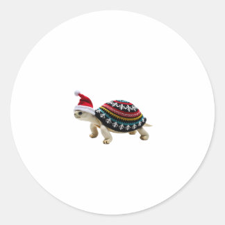 Santa Hat Tortoise - Vintage Sea Turtle Xmas Ugly  Classic Round Sticker