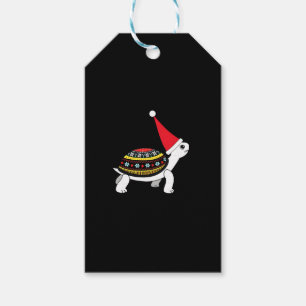 Santa Hat Tortoise - Vintage Sea Turtle Xmas Ugly  Gift Tags