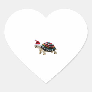 Santa Hat Tortoise - Vintage Sea Turtle Xmas Ugly Heart Sticker