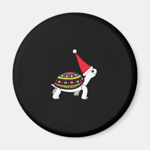 Santa Hat Tortoise - Vintage Sea Turtle Xmas Ugly Magnet
