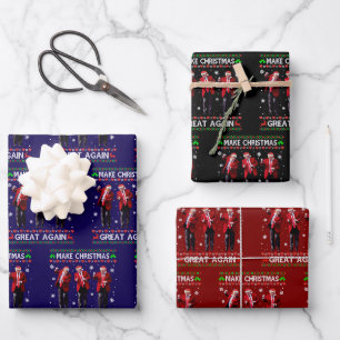 Santa Hat Trump Dance Make Christmas Great Again Wrapping Paper Sheet