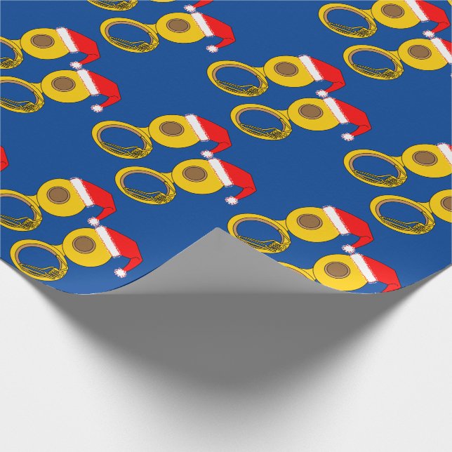Santa Hat Tuba Wrapping Paper (Corner)
