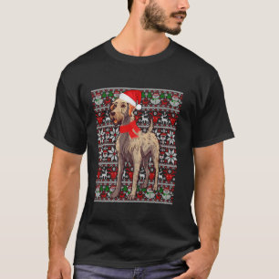 Santa Hat Ugly Christmas Irish Wolfhound Dog Lover T-Shirt