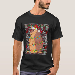 Santa Hat Ugly Christmas Men Women Kids Armadillo T-Shirt
