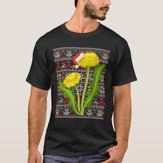 Santa Hat Ugly Christmas Sweater Dandelion Flower  (Front)