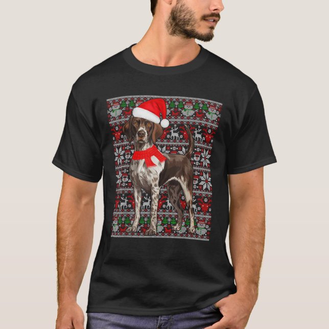 Santa Hat Ugly Christmas Sweater German Shorthaire (Front)