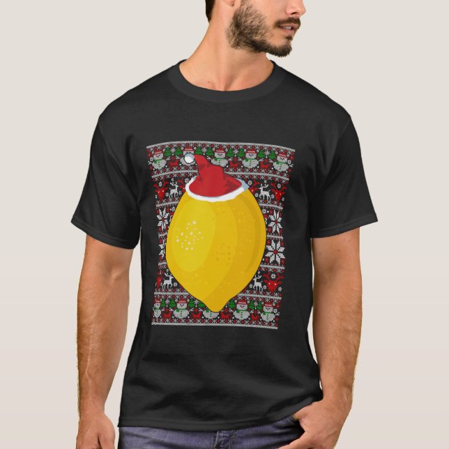 Santa Hat Ugly Christmas Sweater Lemon Fruit Lover (Front)