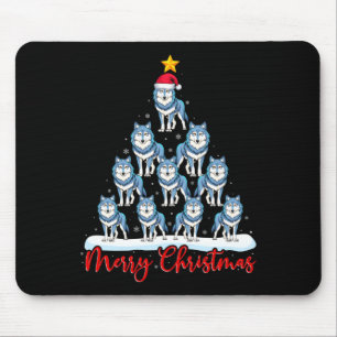 Santa Hat Ugly Xmas Funny Wolf Christmas Tree  Mouse Mat