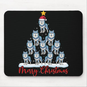 Santa Hat Ugly Xmas Funny Wolf Christmas Tree  Mouse Mat