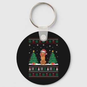 Santa Hat Vizsla Dog Christmas Tree Lights Ugly Sw Key Ring
