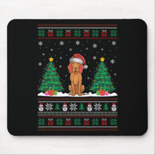 Santa Hat Vizsla Dog Christmas Tree Lights Ugly Sw Mouse Mat