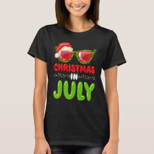 Santa Hat Watermelon Sunglasses Christmas In July  T-Shirt