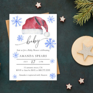 Santa hat Winter baby shower Invitation