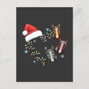 Santa Hat With Horses Equestrian Santa Christmas Announcement Postcard