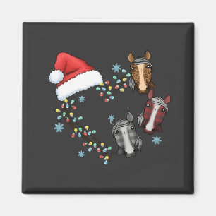 Santa Hat With Horses Equestrian Santa Christmas Magnet