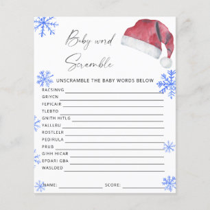 Santa hat - word scramble baby shower game
