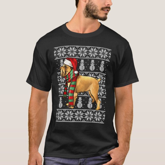 Santa Hat Xmas Brussels Griffon Ugly Christmas T-Shirt (Front)