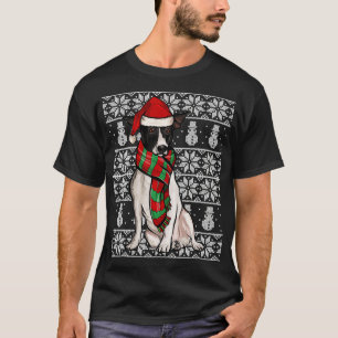Santa Hat Xmas Rat Terrier Ugly Christmas T-Shirt