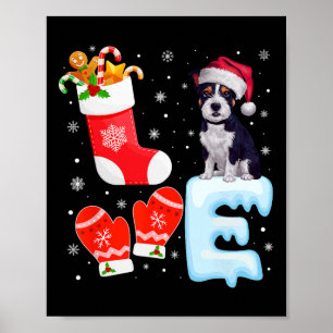 Santa Hat Xmas Stocking American Staffordshire Ter Poster