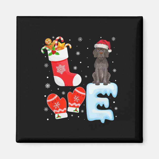 Santa Hat Xmas Stocking German Shorthaired Pointer Magnet (Front)