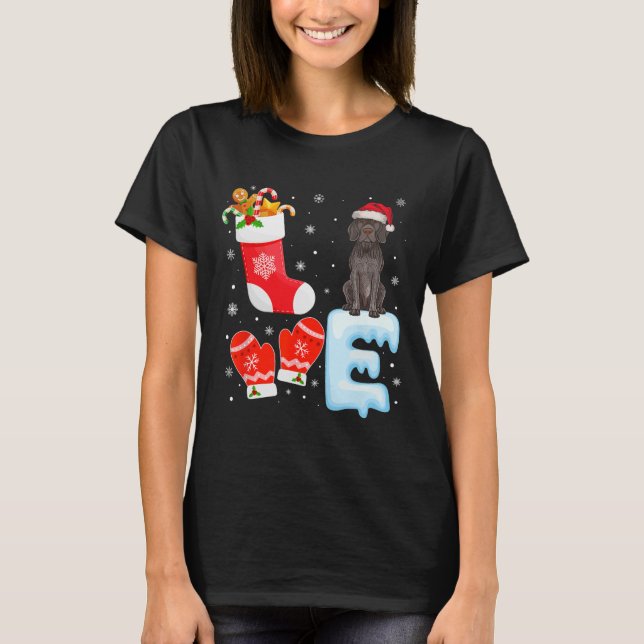 Santa Hat Xmas Stocking German Shorthaired Pointer T-Shirt (Front)