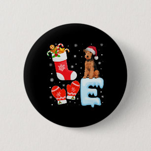 Santa Hat Xmas Stocking Holiday Airedale Terrier D 6 Cm Round Badge