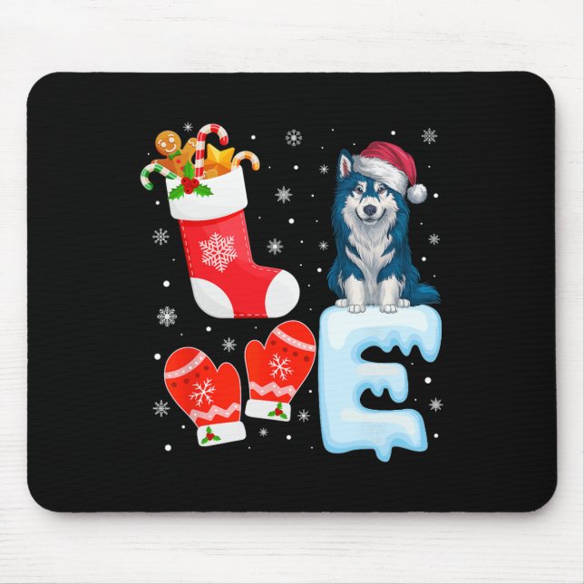 Santa Hat Xmas Stocking Holiday Alaskan Klee Kai D Mouse Mat (Front)