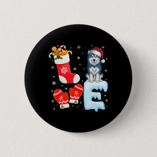 Santa Hat Xmas Stocking Holiday Alaskan Malamute D 6 Cm Round Badge