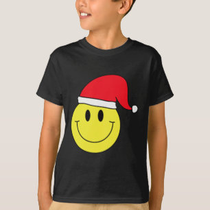 Santa Hat Yellow Smile Face Shirt Christmas Winter