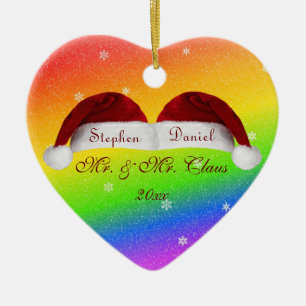 Santa Hats and Rainbows Ceramic Tree Decoration