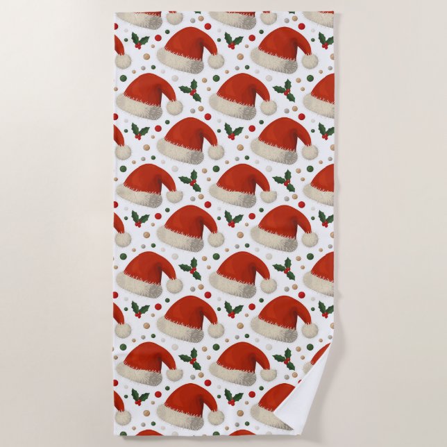 Santa Hats Beach Towel (Front)