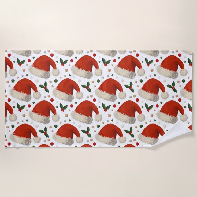 Santa Hats Beach Towel (Front)