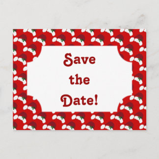 Santa Hats with Holly Save the Date Postcard
