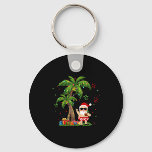 Santa Hawaiian Christmas Palm Tree Lights Xmas Key Ring
