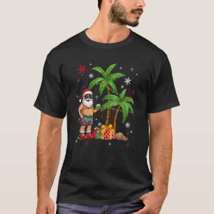 Santa Hawaiian Hawaii Christmas Palm Tree Lights X T-Shirt