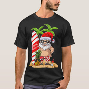 Santa Hawaiian Surfing Christmas Summer Surf Hawai T-Shirt