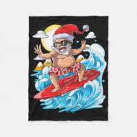Santa Hawaiian Surfing T Shirt Christmas Summer Su