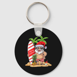 Santa Hawaiian Surfing T Shirt Christmas Summer Su Key Ring