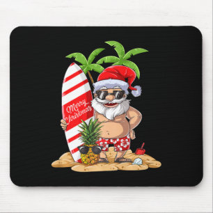 Santa Hawaiian Surfing T Shirt Christmas Summer Su Mouse Mat