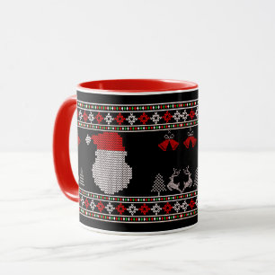 Santa Head Holiday Knit Christmas Ugly Sweater  Mug