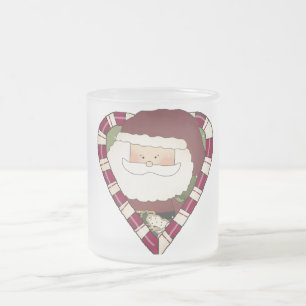 Santa Heart Holiday Tshirts and Gifts Frosted Glass Coffee Mug