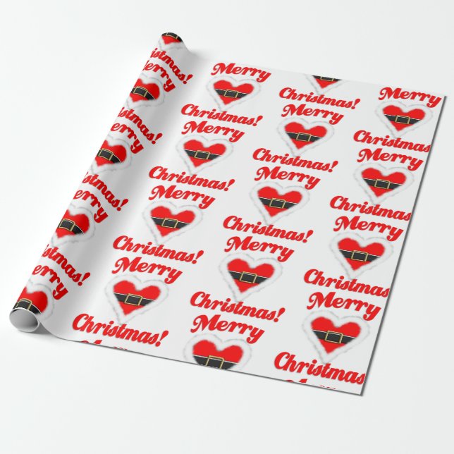 Santa Heart Wrapping Paper (Unrolled)