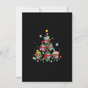 Santa Hedgehog Christmas Tree Lights Funny Pyjamas Invitation