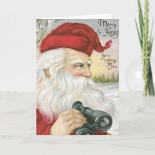 Santa, "He's Looking for You!" Holiday Card