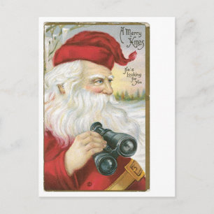 Santa, "He's Looking for You!" Holiday Postcard
