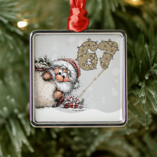 Santa Hiding from Six Seven Christmas Ornament