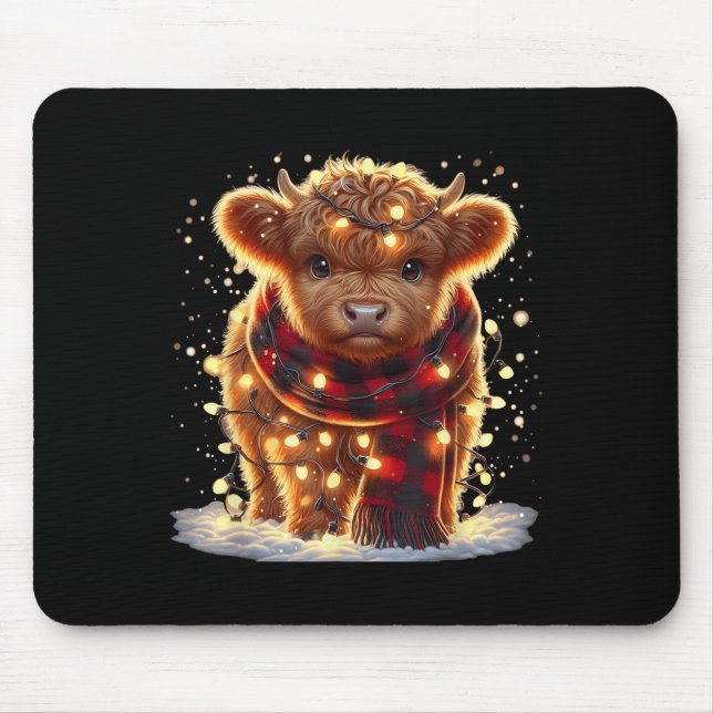 Santa Highland Cow Christmas Xmas Baby Wooly Farm  Mouse Mat (Front)